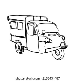Icono bemo del antiguo transporte público de Yakarta. (Bemo es un transporte motorizado de tres ruedas)