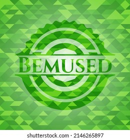 Bemused green emblem. Mosaic background. Vector Illustration. Detailed. 