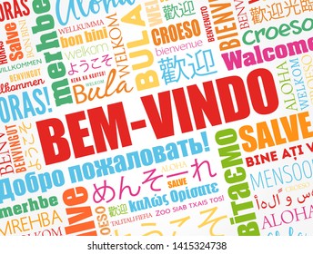 Bem-Vindo (Welcome in Portuguese) word cloud in different languages