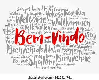 Bem-Vindo (Welcome in Portuguese) word cloud in different languages