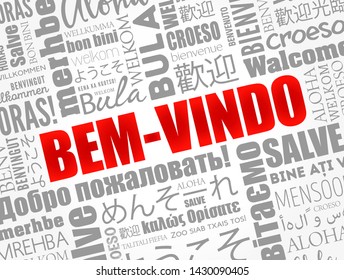 Bem-Vindo (Welcome in Portuguese) word cloud in different languages