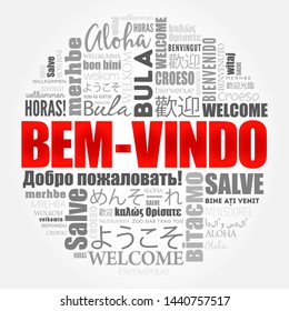 Bem-Vindo (Welcome in Portuguese) word cloud in different languages