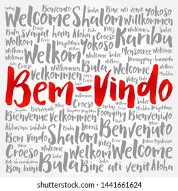 Bem-Vindo (Welcome in Portuguese) word cloud in different languages