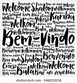 Bem-Vindo (Welcome in Portuguese) word cloud in different languages