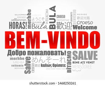 Bem-Vindo (Welcome in Portuguese) word cloud in different languages