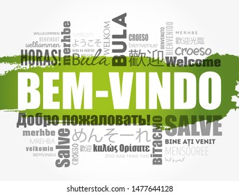 Bem-Vindo (Welcome in Portuguese) word cloud in different languages