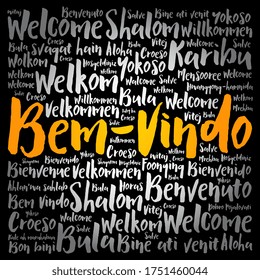 Bem-Vindo (Welcome in Portuguese) word cloud in different languages