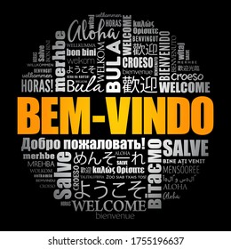 Bem-Vindo (Welcome in Portuguese) word cloud in different languages