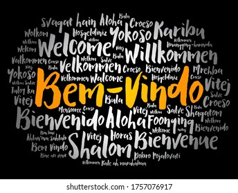 Bem-Vindo (Welcome in Portuguese) word cloud in different languages