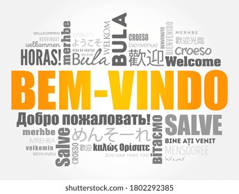 Bem-Vindo (Welcome in Portuguese) word cloud in different languages