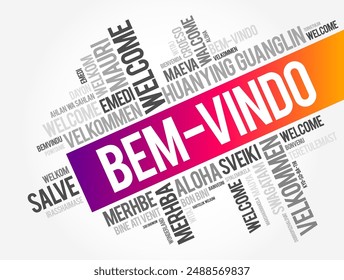 Bem-Vindo (Welcome in Portuguese) word cloud in different languages