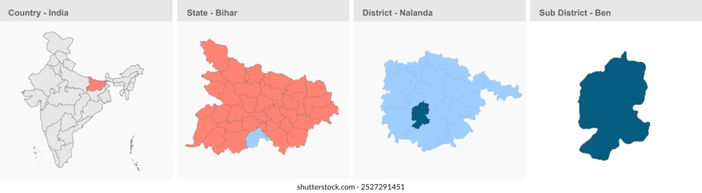 Mapa de Ben (Distrito de Nalanda, Estado de Bihar, República da Índia), Distrito de Nalanda, Estado de Bihar, República da Índia, Governo de Bihar, território indiano, Índia Oriental, política, aldeia, turismo