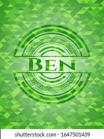 Ben realistic green mosaic emblem. Vector Illustration. Detailed.