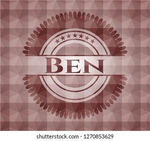 Ben red emblem with geometric pattern. Seamless.