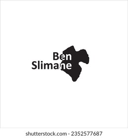 Ben Slimane Morocco map and black lettering design on white background