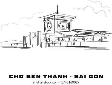 Ben Thanh Market which is located in center Ho Chi Minh city (Vietnam)
