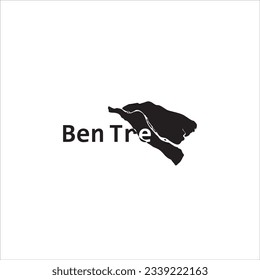 Ben Tre map and black lettering design on white background