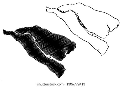Ben Tre Province (Socialist Republic of Vietnam, Subdivisions of Vietnam) map vector illustration, scribble sketch Tinh Ben Tre map