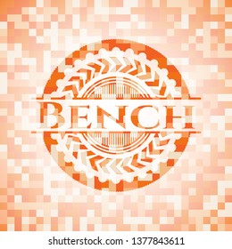 Bench abstract orange mosaic emblem with background