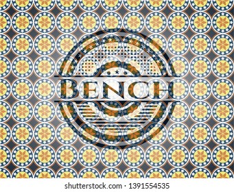 Bench arabic badge background. Arabesque decoration.