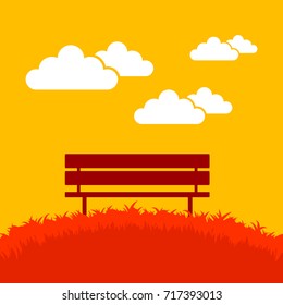 Bench in autumn landscape