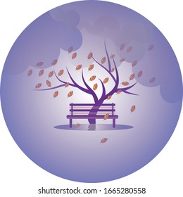 Bench im Herbstpark