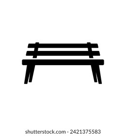 Bench with backrest icon. Black silhouette. Front view. Vector simple flat graphic illustration. Isolated object on a white background. Isolate.