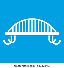 Bench with backrest icon white isolated on blue background vector illustration