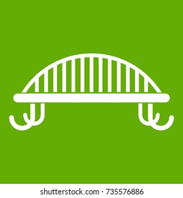 Bench with backrest icon white isolated on green background. Vector illustration