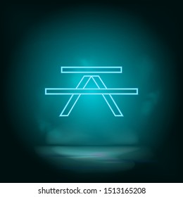 Bench blue neon vector icon. Simple element illustration from map and navigation concept. Bench blue neon vector icon. Real estate concept vector illustration.