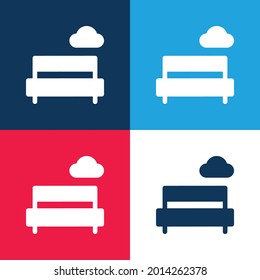 Conjunto de iconos mínimo de cuatro colores en azul y rojo