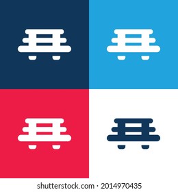 Bench blue and red four color minimal icon set