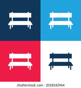 Bench blue and red four color minimal icon set