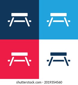 Conjunto de iconos mínimo de cuatro colores en azul y rojo