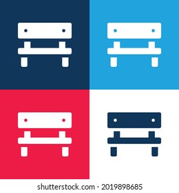 Bench blue and red four color minimal icon set