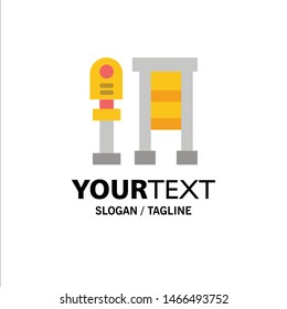 Bench, Bus, Station, Stop Business Logo Template. Flat Color. Vector Icon Template background