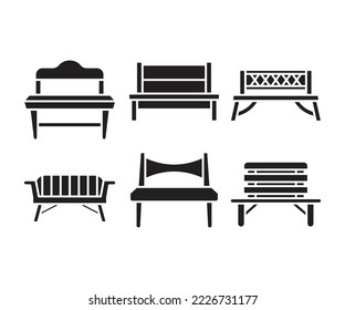 bench and chair icons illustration