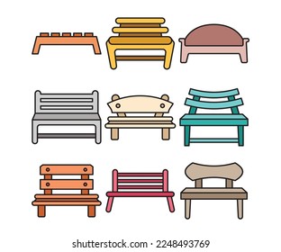 bench and chair icons illustration