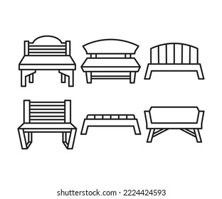 bench and chair icons line illustration