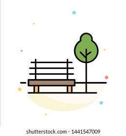 Bench, Chair, Park, Hotel Abstract Flat Color Icon Template