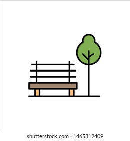 Bench, Chair, Park, Hotel  Flat Color Icon. Vector icon banner Template. Vector Icon Template background