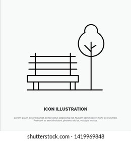 Bench, Chair, Park, Hotel Vector Line Icon