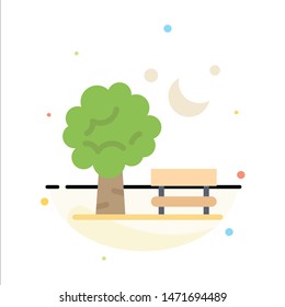 Bench, Chair, Park, Spring, Balloon Abstract Flat Color Icon Template
