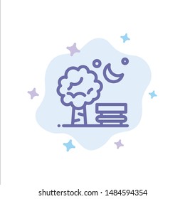 Bench, Chair, Park, Spring, Balloon Blue Icon on Abstract Cloud Background. Vector Icon Template background