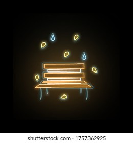 Bench colored hand drawn neon icon. Simple thin line, outline vector of autumn icons for ui and ux, website or mobile application