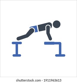 Bench dips exercise icon, Vector graphics