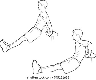 bench dips workout illustration