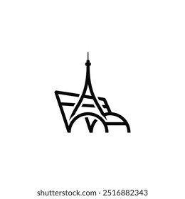 Banco e Torre Eiffel, Paris parque logotipo design combinação.