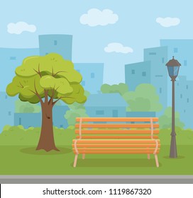 Bench Empty Urban Park Concept Vector Stock Vector (Royalty Free ...