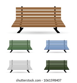 bench in five color illustration on white background